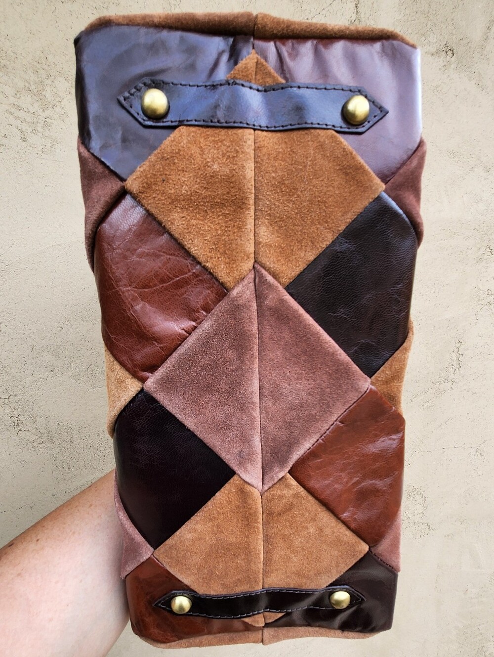 Lodis Patchwork Leather Hobo Bag in Multi Brown Tones - Picture 8 of 12